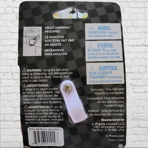 NWT/C-PREME RASKULLZ BIKE BELL   PINK HEART! - Picture 3 of 3